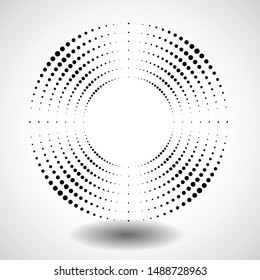 Halftone dots in circle form. round logo . vector dotted frame . design element