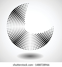 Halftone dots in circle form. round logo . vector dotted frame . design element