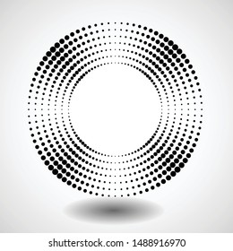 Halftone dots in circle form. round logo . vector dotted frame . design element