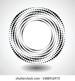 Halftone dots in circle form. round logo . vector dotted frame . design element