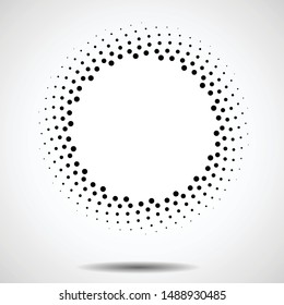 Halftone dots in circle form. round logo . vector dotted frame . design element