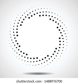 Halftone dots in circle form. round logo . vector dotted frame . design element