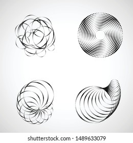 Halftone dots in circle form. round logo . vector dotted frame . design element