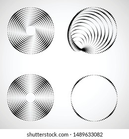 Halftone dots in circle form. round logo . vector dotted frame . design element