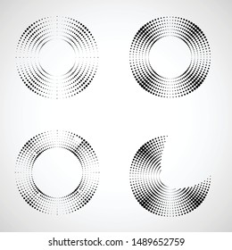 Halftone dots in circle form. round logo . vector dotted frame . design element