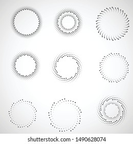 Halftone dots in circle form. round logo . vector dotted frame . design element