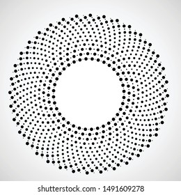 Halftone dots in circle form. round logo . vector dotted frame . design element