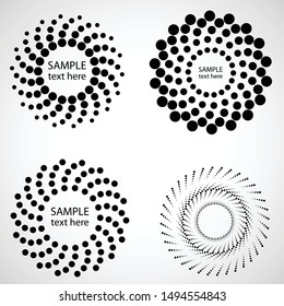 Halftone dots in circle form. round logo . vector dotted frame . design element