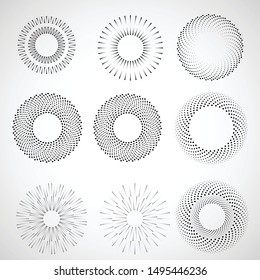 Halftone dots in circle form. round logo . vector dotted frame . design element