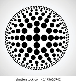 Halftone dots in circle form. round logo . vector dotted frame . design element