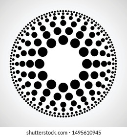 Halftone dots in circle form. round logo . vector dotted frame . design element