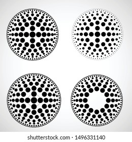 Halftone dots in circle form. round logo . vector dotted frame . design element