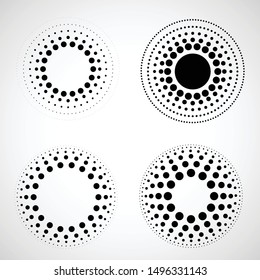 Halftone dots in circle form. round logo . vector dotted frame . design element