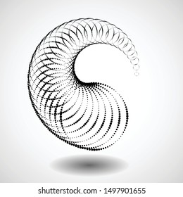 Halftone dots in circle form. round pipe logo . vector dotted tube . Tunnel design element