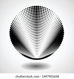 Halftone dots in circle form. round pipe logo . vector dotted tube . Tunnel design element