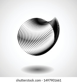 Halftone dots in circle form. round pipe logo . vector dotted tube . Tunnel design element