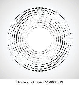 Halftone dots in circle form. round logo . vector dotted frame . design element