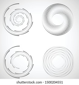 Halftone dots in circle form. round logo . vector dotted frame . design element