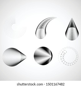 Halftone dots in circle form. round pipe logo . vector dotted tube . Tunnel design element