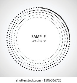 Halftone dots in circle form. round logo . vector dotted frame . design element