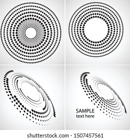 Halftone dots in circle form. round logo . vector dotted frame . design element