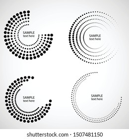 Halftone dots in circle form. round logo . vector dotted frame . design element