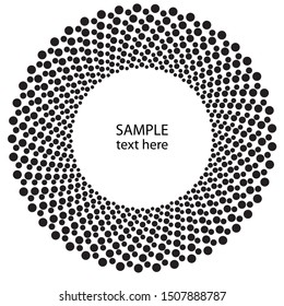 Halftone dots in circle form. round logo . vector dotted frame . design element