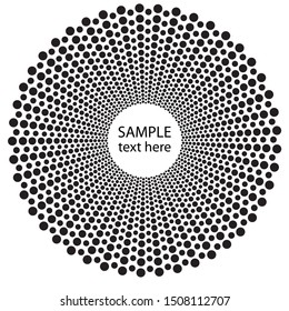 Halftone dots in circle form. round logo . vector dotted frame . design element