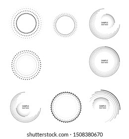 Halftone dots in circle form. round logo . vector dotted frame . design element