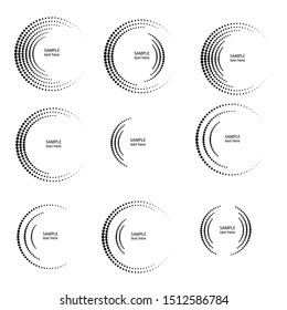 Halftone dots in circle form. round logo . vector dotted frame . design element