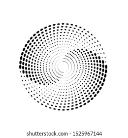 Halftone dots in circle form. round logo . vector dotted frame . design element