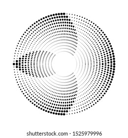 Halftone dots in circle form. round logo . vector dotted frame . design element