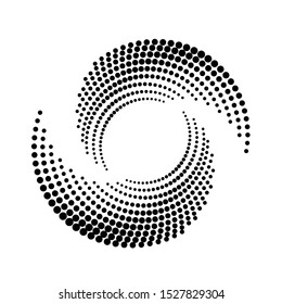 Halftone dots in circle form. round logo . vector dotted frame . design element