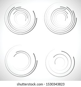 Halftone dots in circle form. round logo . vector dotted frame . design element