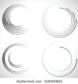 Halftone dots in circle form. round logo . vector dotted frame . design element
