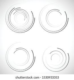 Halftone dots in circle form. round logo . vector dotted frame . design element