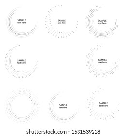 Halftone dots in circle form. round logo . vector dotted frame . design element