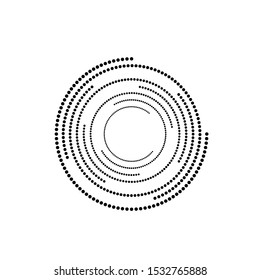 Halftone dots in circle form. round logo . vector dotted frame . design element