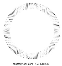 Halftone dots in circle form. round logo . vector dotted frame . design element