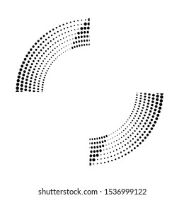 Halftone dots in circle form. round logo . vector dotted frame . design element