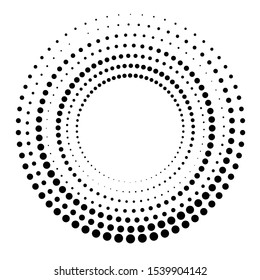 Halftone dots in circle form. round logo . vector dotted frame . design element