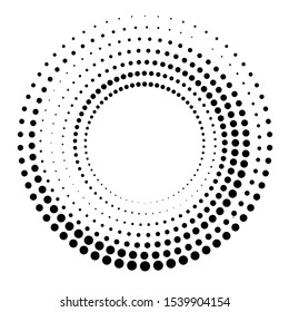 Halftone dots in circle form. round logo . vector dotted frame . design element