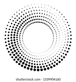 Halftone dots in circle form. round logo . vector dotted frame . design element