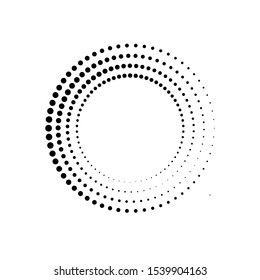 Halftone dots in circle form. round logo . vector dotted frame . design element
