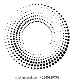 Halftone dots in circle form. round logo . vector dotted frame . design element. Spiral background