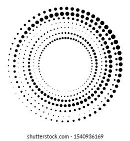 Halftone dots in circle form. round logo . vector dotted frame . design element