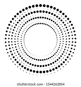 Halftone dots in circle form. round logo . vector dotted frame . design element