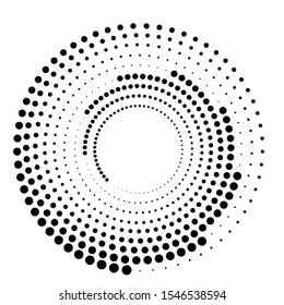 Halftone dots in circle form. round logo . vector dotted frame . design element