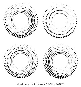 Los puntos de semitono en forma circular. logo circular . cuadro de puntos vectoriales . elemento de diseño