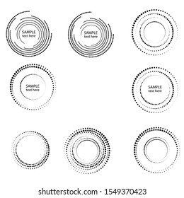 Halftone dots in circle form. round logo . vector dotted frame . design element